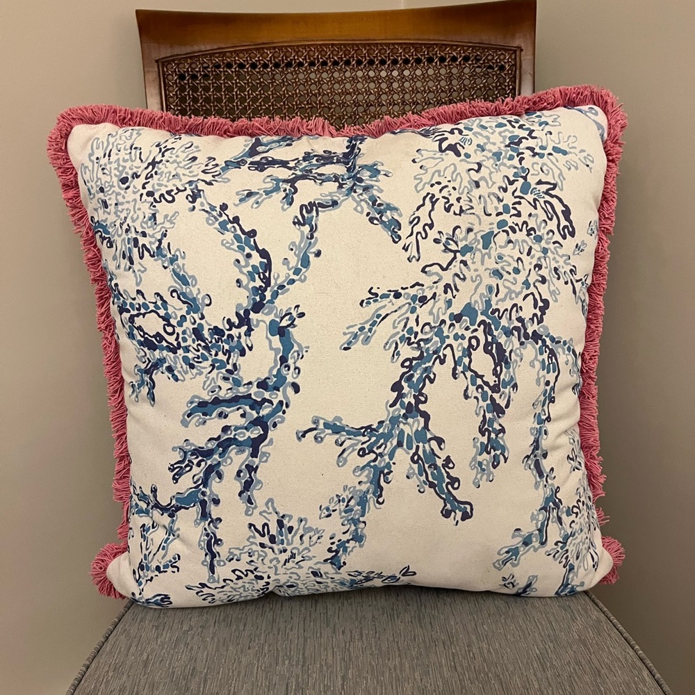 Lilly Pulitzer for Pottery Barn Blue and Pink Decorative Throw Pillow